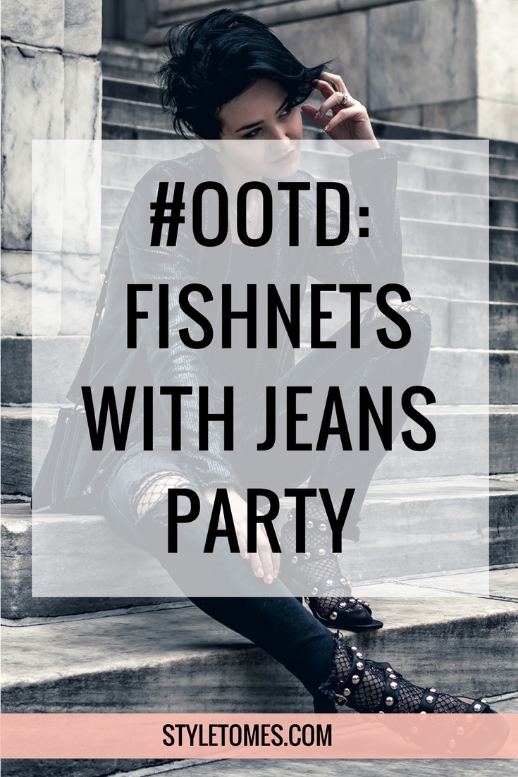 Styling fishnets with jeans OOTD blogger style
